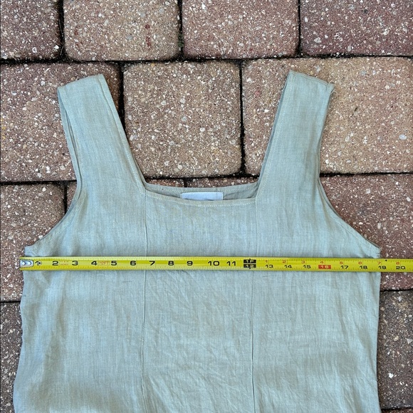 FLAX 100% Linen Pocketed Sheath Dress in Light Sage Green - Picture 7 of 9